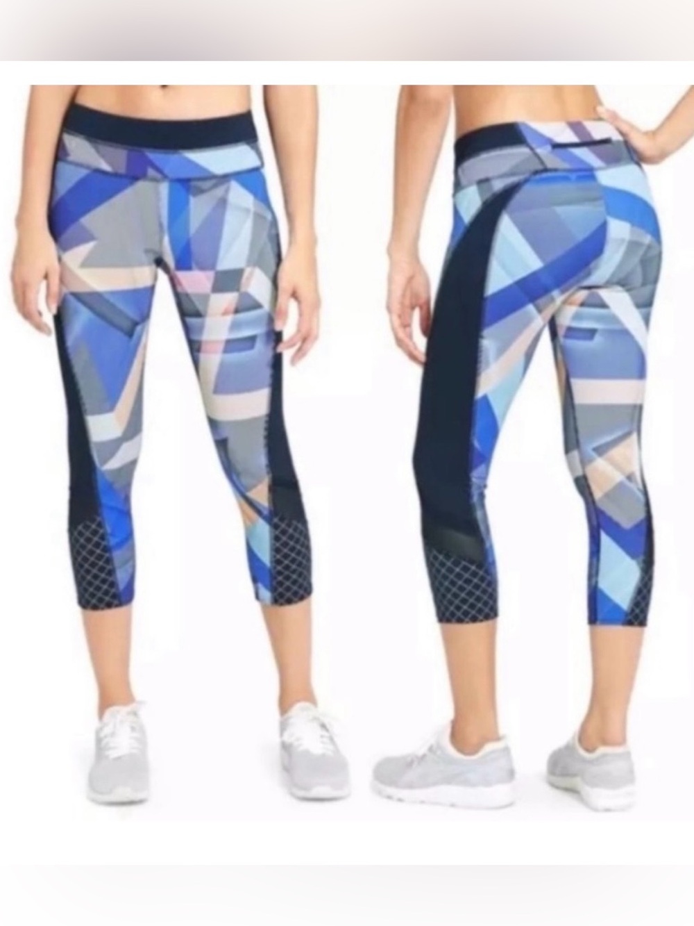 Athleta Multicolor Electric Geo Sonar Mesh Panel Crops Size Medium